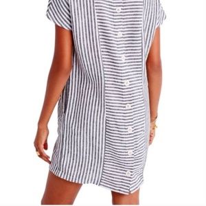 Madewell Daphne Linen Stripe Button Back Dress MED